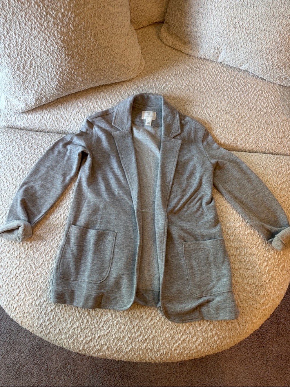 Women’s Caslon Gray Open-Front Knit Blazer Sweater